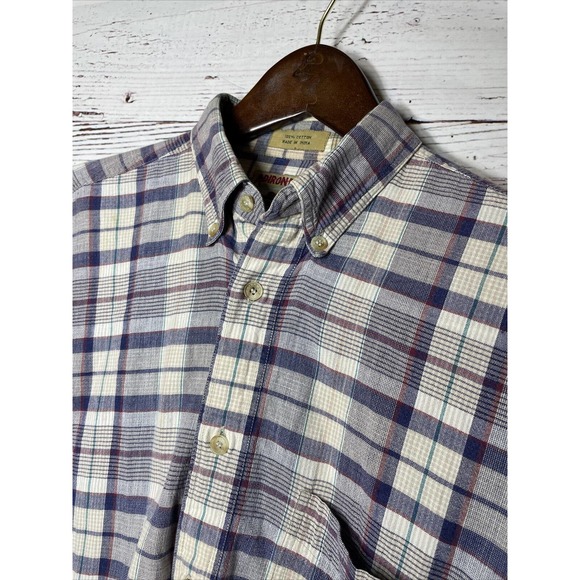 Adirondack by Savile Row Mens Medium Plaid Cotton Flannel‎ VINTAGE - Picture 1 of 4